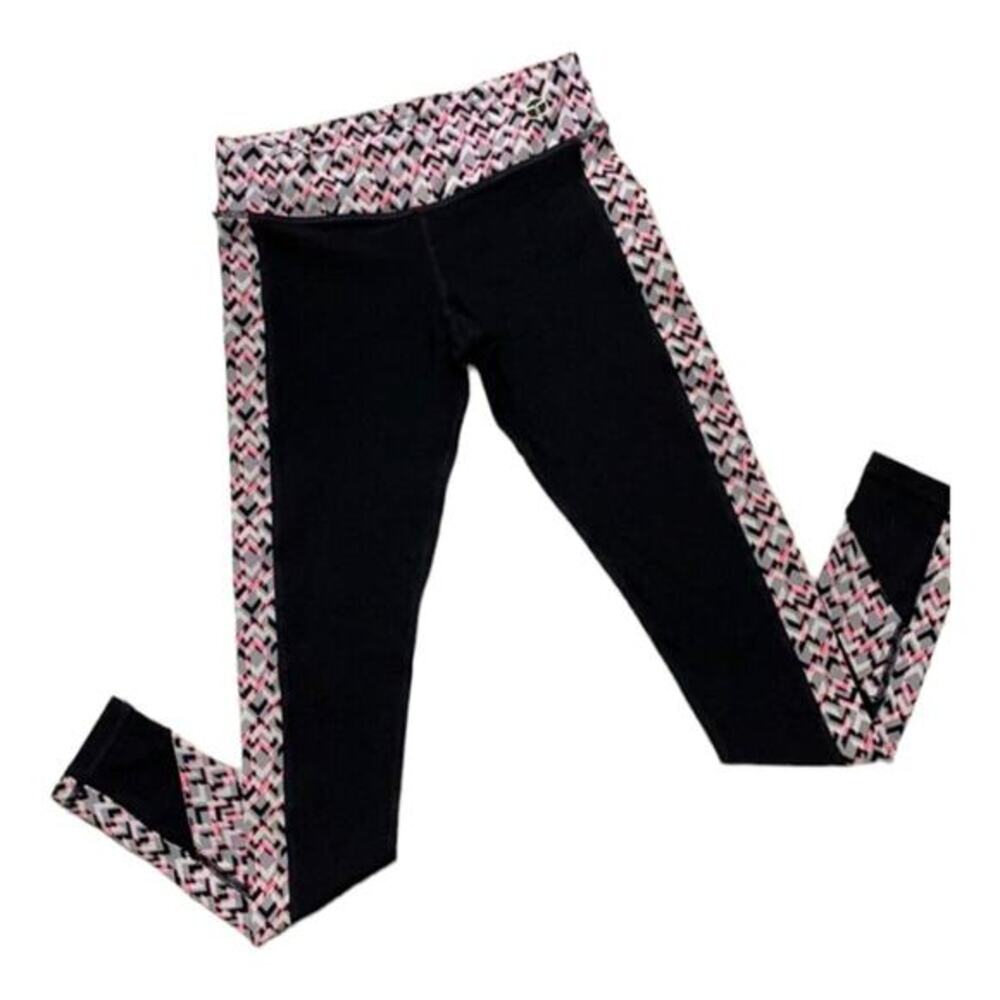 TRINA Turk Womens Black Pink Geometric Chevron Print Activewear Leggings
